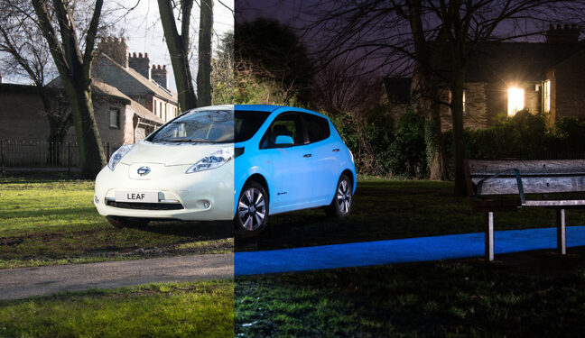 Mirá el auto de Nissan que cambia de color de noche