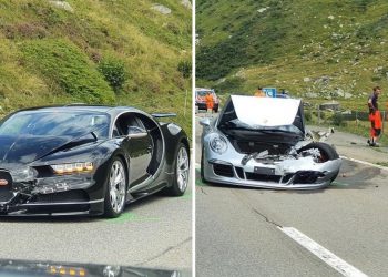 Bugatti Chiron Porsche 911 choque