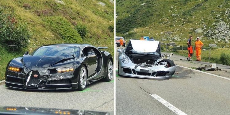 Bugatti Chiron Porsche 911 choque