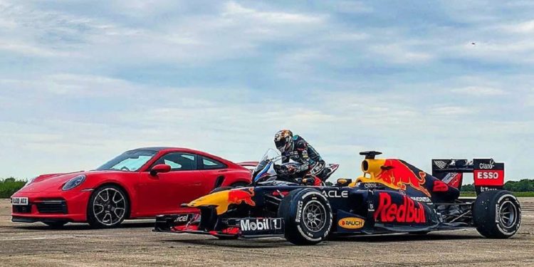Drag Race suprema: Porsche 911 Turbo S vs Red Bull RB7 vs BMW M1000 RR