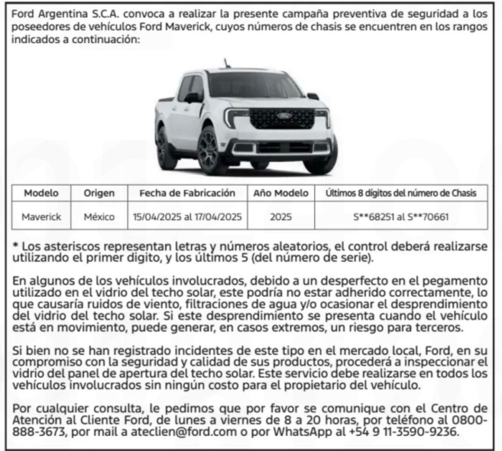 recall ford maverick